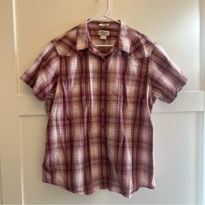 Ariat R.E.A.L. Button Front Plaid Shirt Women Size XXL 2XL Short Sleeve Cotton